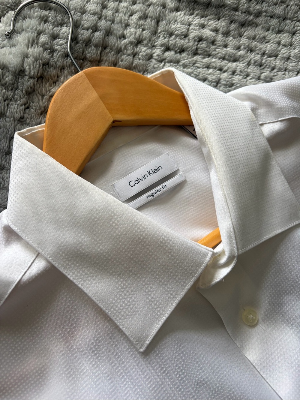 Calvin Klein White Textured Dress Shirt